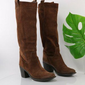 Matisse Western Slouch Boot Size 8 Knee High Brown Suede Pull On Block Heel